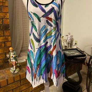Blue Purple Feather Pattern Tank Top
